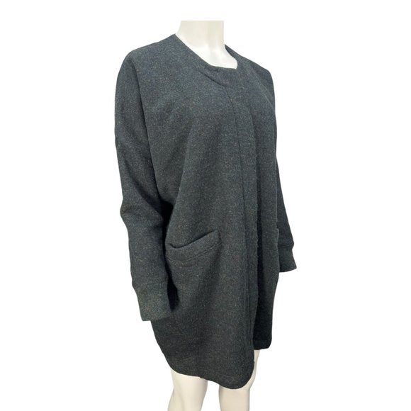 Gray Colored Tweed Wool PAS DE CALAIS Oversized Coat Sz Sm (Missing Fur Collar) - Picture 3 of 15